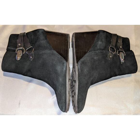Tahari Simon Women's Black Suede Wedge Ankle Boots Booties Side Zip Size 9M - Picture 6 of 8